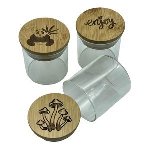 Pack of 3 Glass Jars herb container with custom engraving